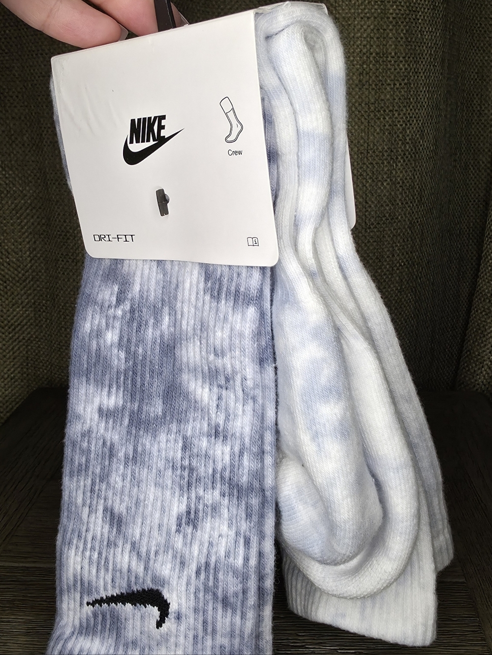 Nike Men’s Light Blue & White Tie-Dye Crew Socks - 2 Pack - Picture 3 of 4